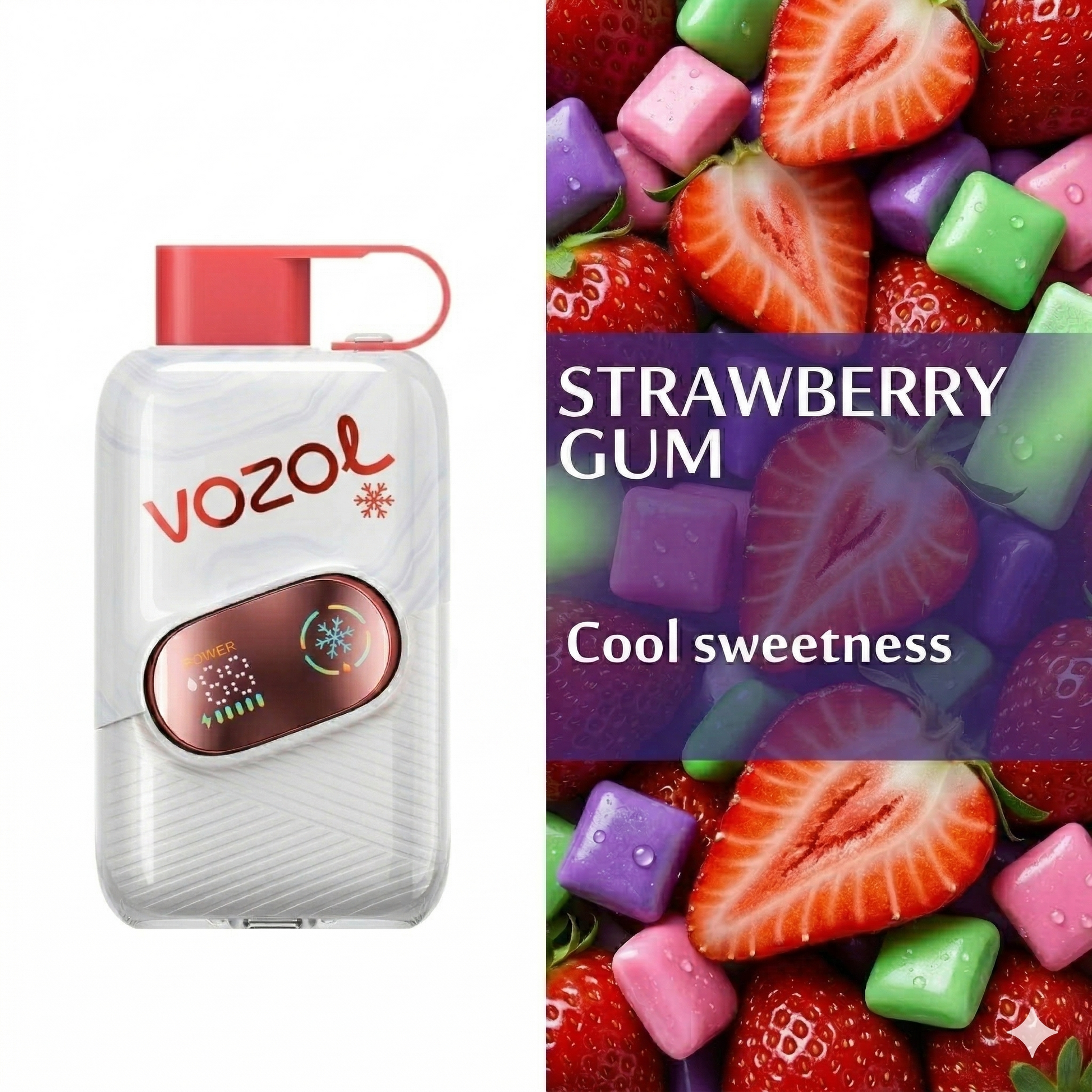 Vape Vozol Strawberry Gum 50000 puff